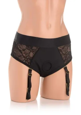 Strap U Laced Seductress Lace Crotchless Panty Harness with Garter Straps