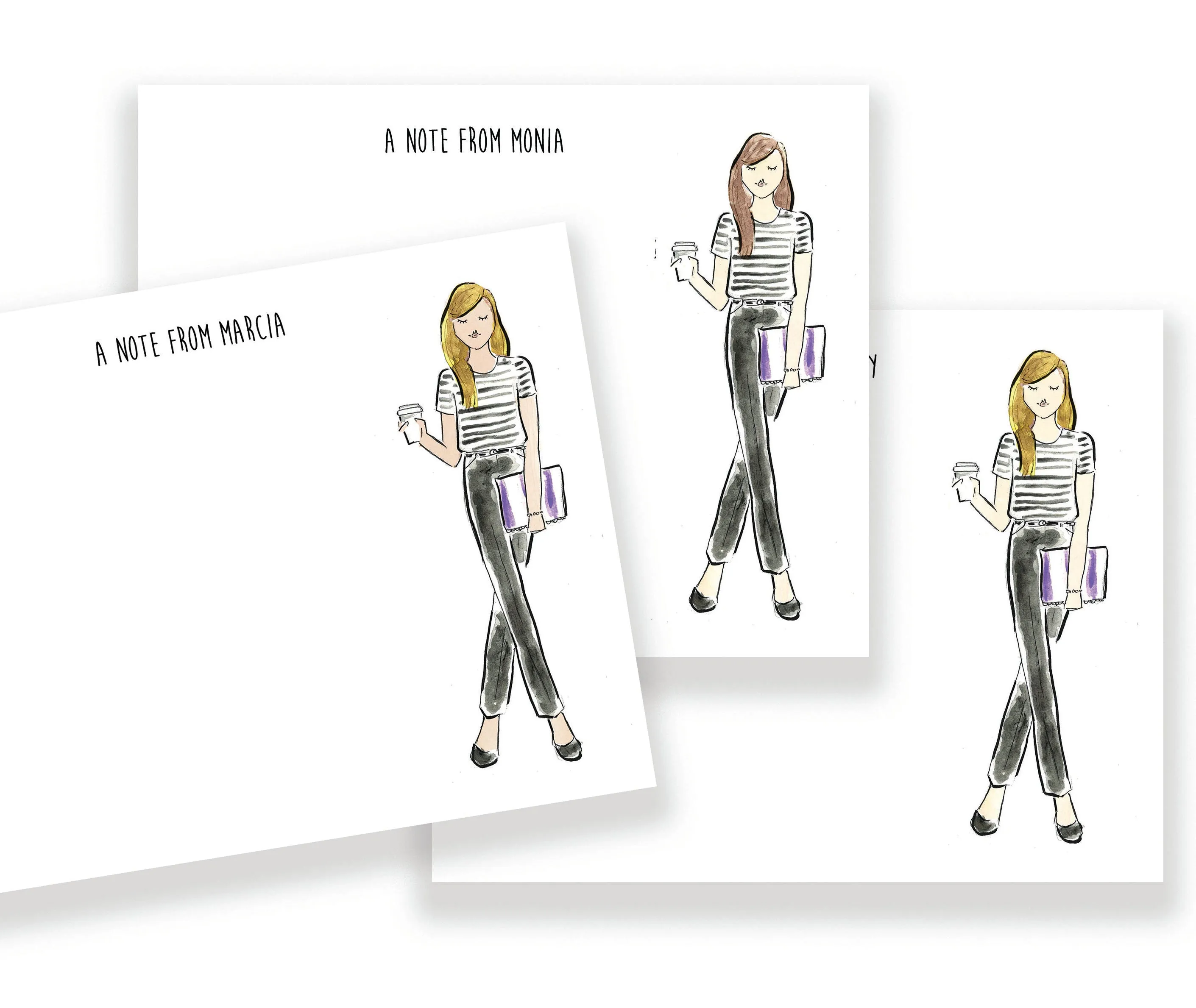 Striped Tee   Black Pants Personalized Stationery Desk Set
