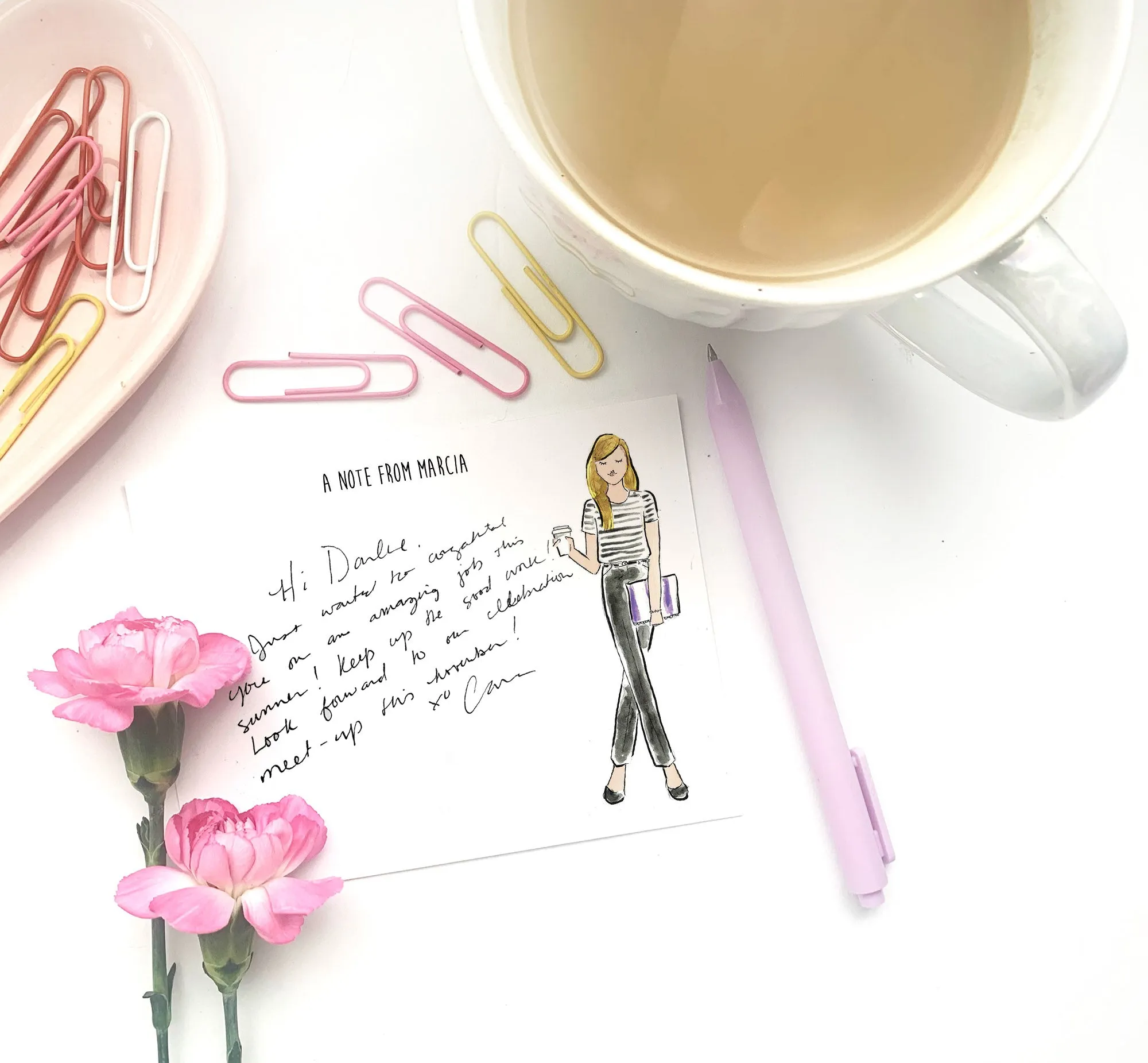 Striped Tee   Black Pants Personalized Stationery Desk Set