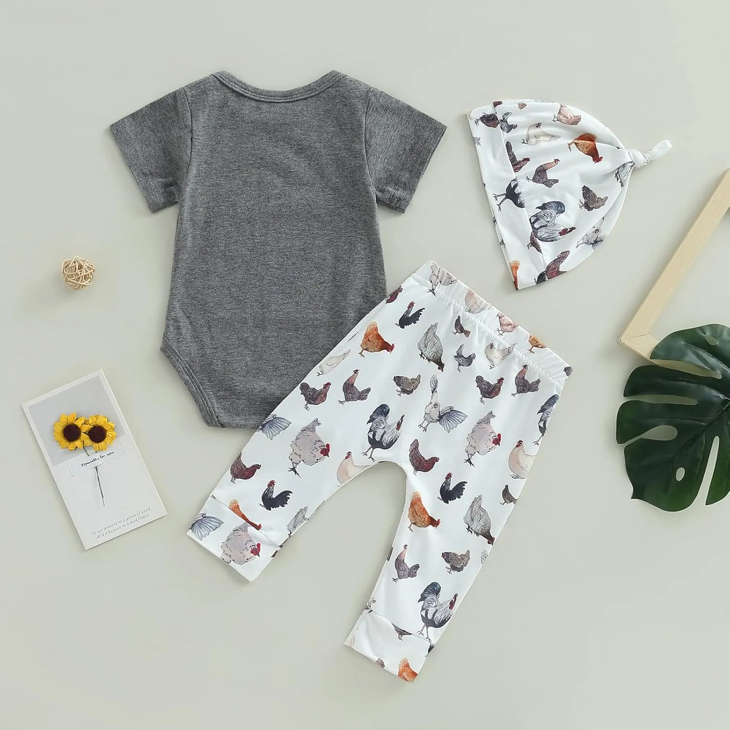 Twopumpkin Infant Baby Boy Farm Letter Bodysuit Romper and Long Pants Newborn Coming Home Outfit Cute Clothes Sets with Hat