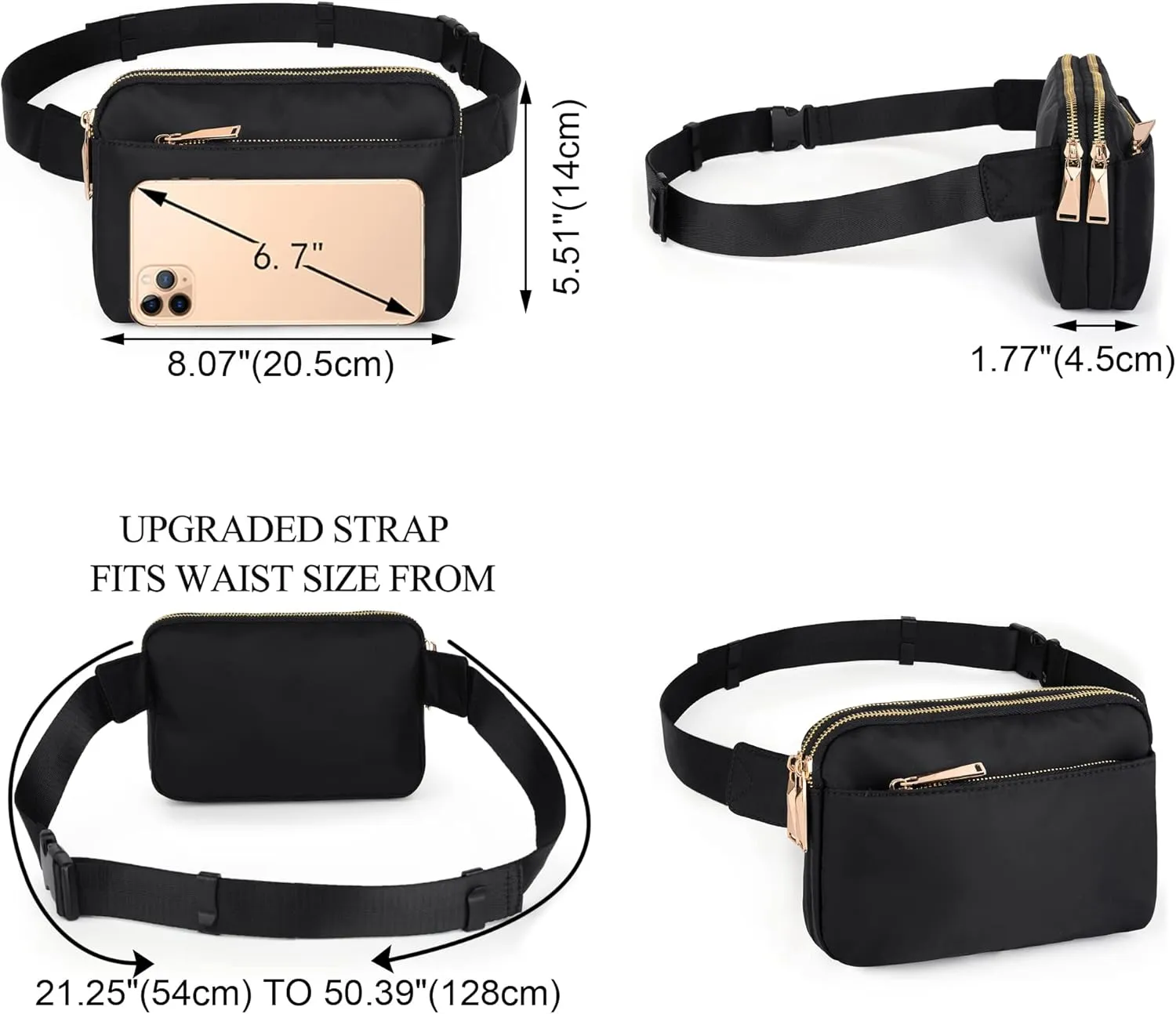 UTO Fanny Pack for Women Crossbody Trendy Fashion Belt Purse Chest Waist Hip Bumbag for Outdoor Shopping Travel Hiking