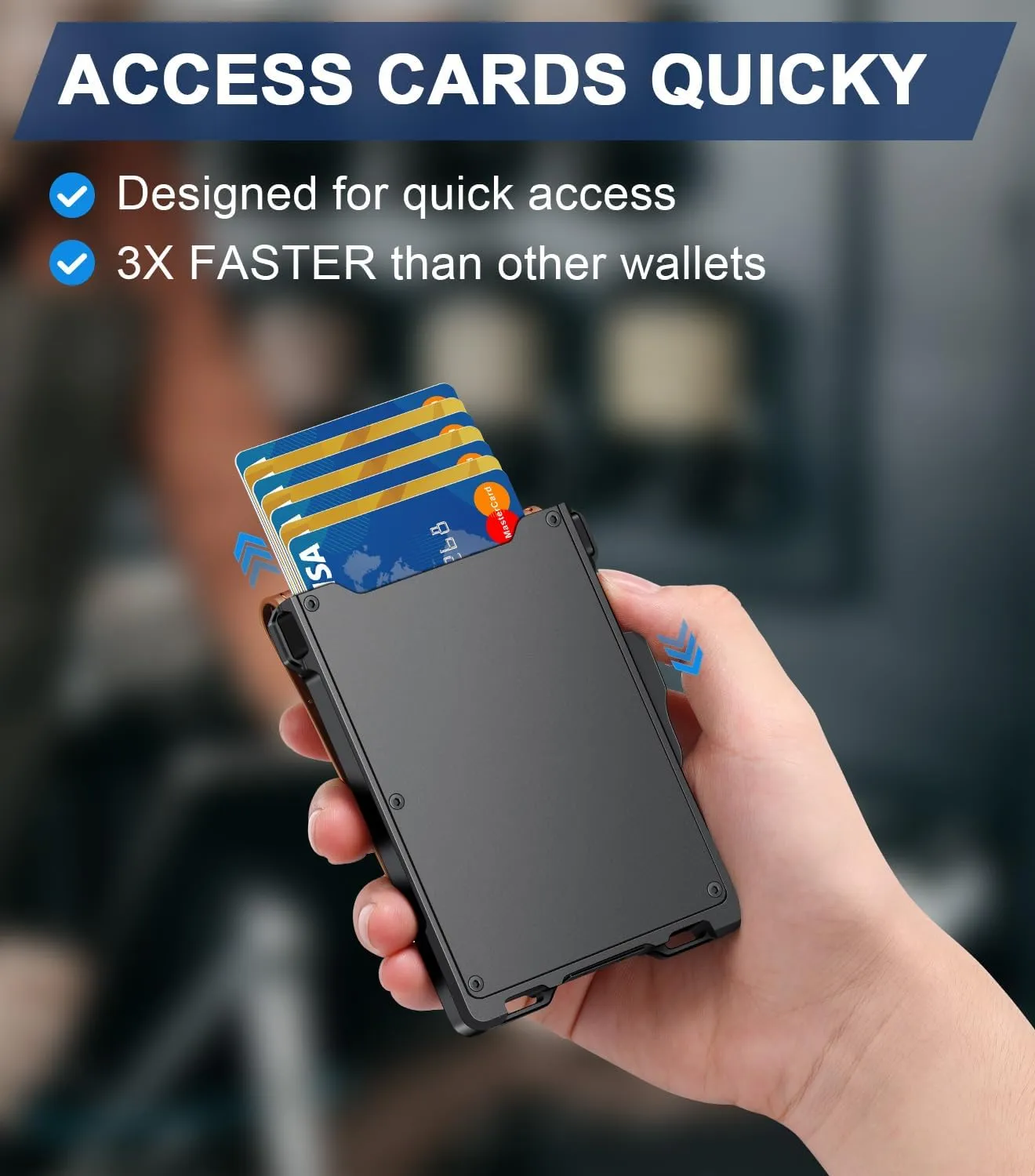 Wallet for Men, Minimalist Slim Mens Wallet with Money Clip, RFID Blocking Smart Pop Up Card Wallet with ID Window, Compact Bifold Wallet, Metal Aluminum Credit Card HolderBrown