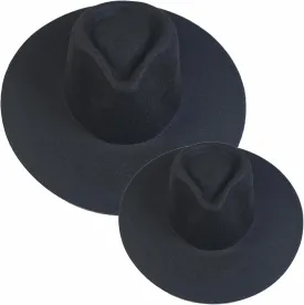 Wide Brim Vegan Felt Rancher Hat - Women, Men, and Kids Fedora Style with Adjustable Inner Drawstring