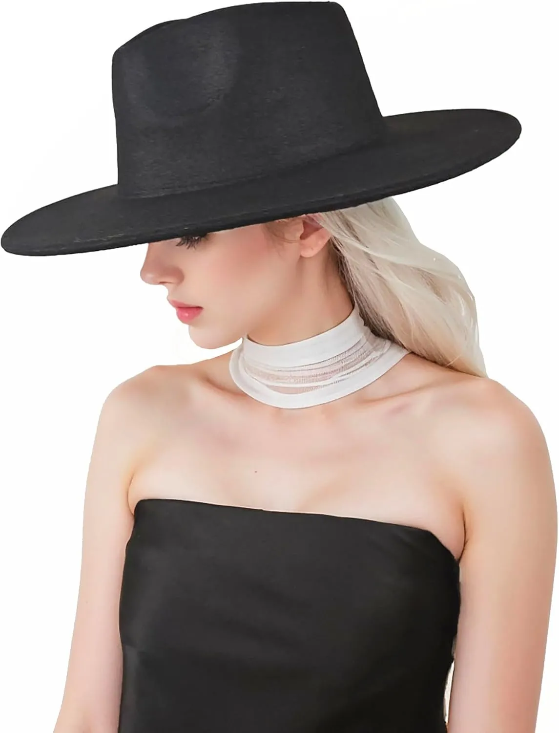 Wide Brim Vegan Felt Rancher Hat - Women, Men, and Kids Fedora Style with Adjustable Inner Drawstring