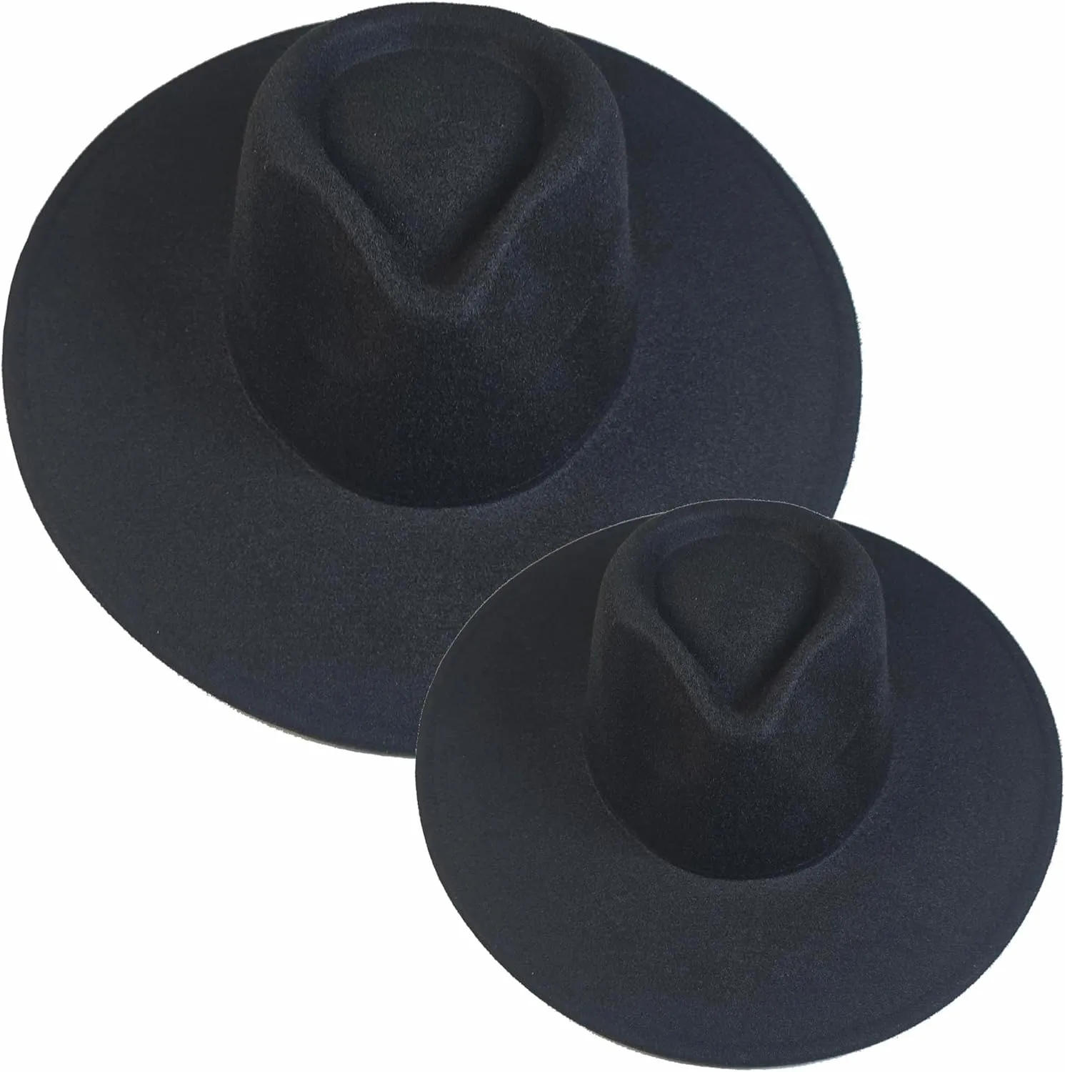 Wide Brim Vegan Felt Rancher Hat - Women, Men, and Kids Fedora Style with Adjustable Inner Drawstring