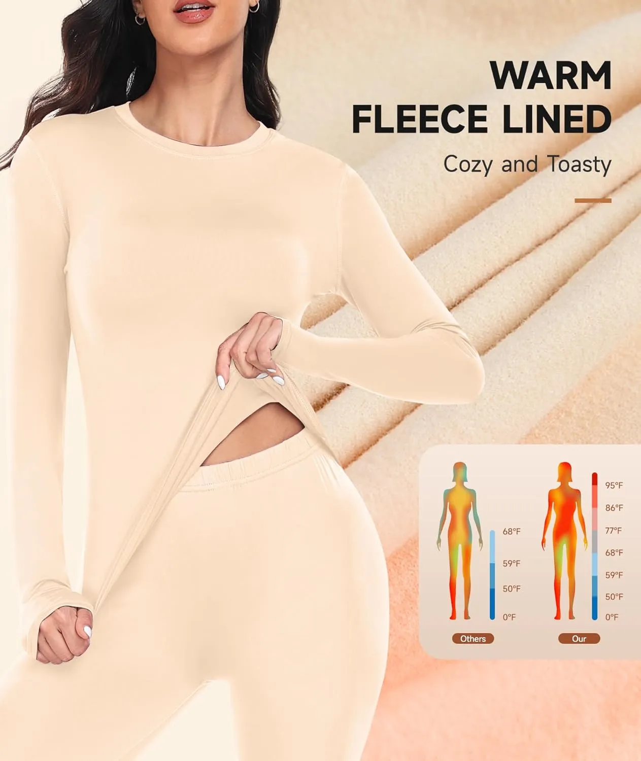 YADIFEN Thermal Shirts for Women, Fleece Lined Thermal Layer Long Sleeve Undershirt, Ultra-Soft Thermal Top for Cold Weather
